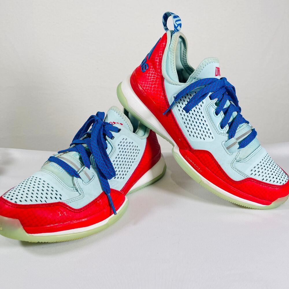 Adidas Mid Top Sneakers Mens 7.5 Red Blue Lillard Oakland Rebels Trainers Shoes